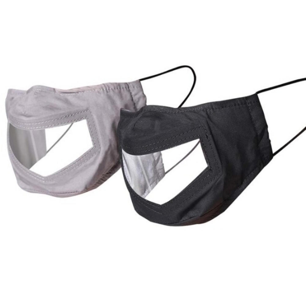 Black &grey non-medical clear panel face masks